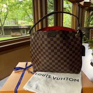 Authentic LOUIS VUITTON Graceful PM Damier Ebene LIKE NEW w/ LV box, dust cover